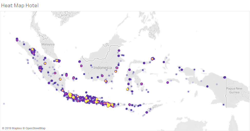 Heat map persebaran akomodasi di Indonesia